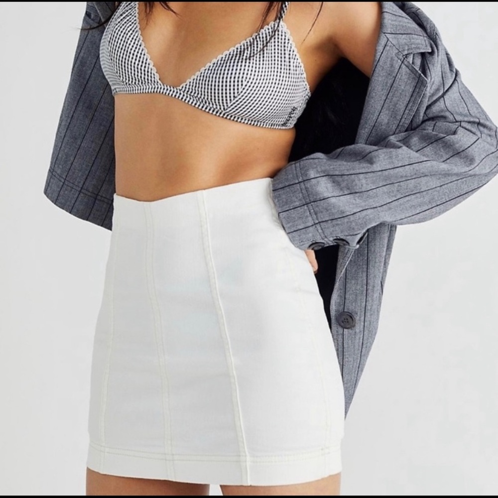 Free People White Mini Skirt
